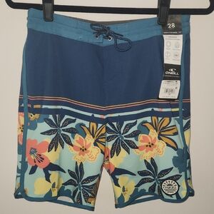 Youth Boys size 28" waist O'Neill Navy and Floral Board Shorts